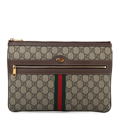 Gucci GG Supreme Monogram Large Ophidia Pouch Clutch Brown 1 of 7