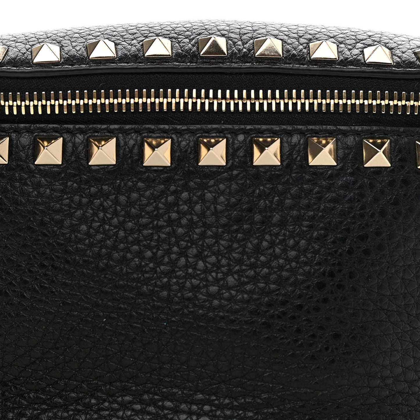 Grainy Calfskin Rockstud Belt Bag Black