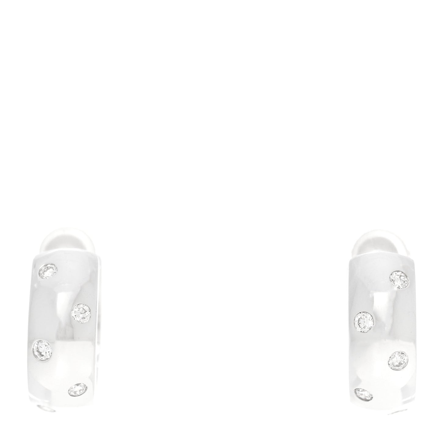 18K White Gold Diamond Huggie Hoop Earrings