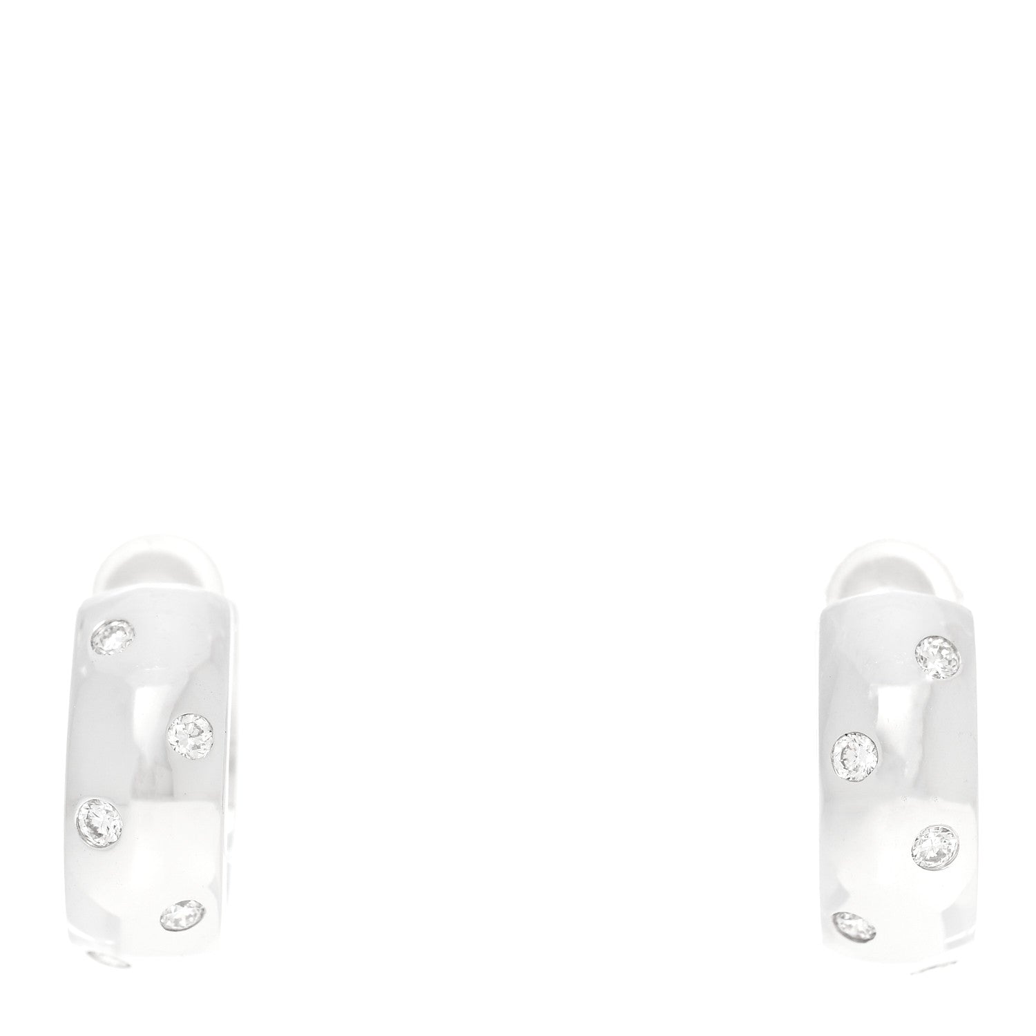 Roberto Coin 18K White Gold Diamond Huggie Hoop Earrings 1 of 5