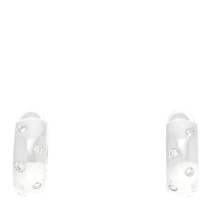 Roberto Coin 18K White Gold Diamond Huggie Hoop Earrings 1 of 5