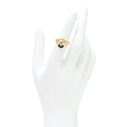 Gucci 18K Yellow Gold Diamond Chrome Diopside Lion Head Ring 52 6 2 of 4