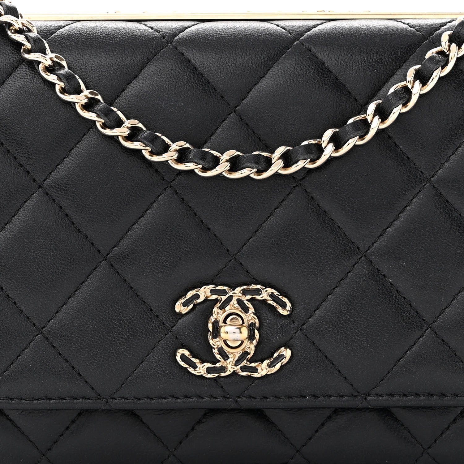 Chanel Lambskin Quilted Trendy CC Wallet On Chain WOC Black 9 of 12