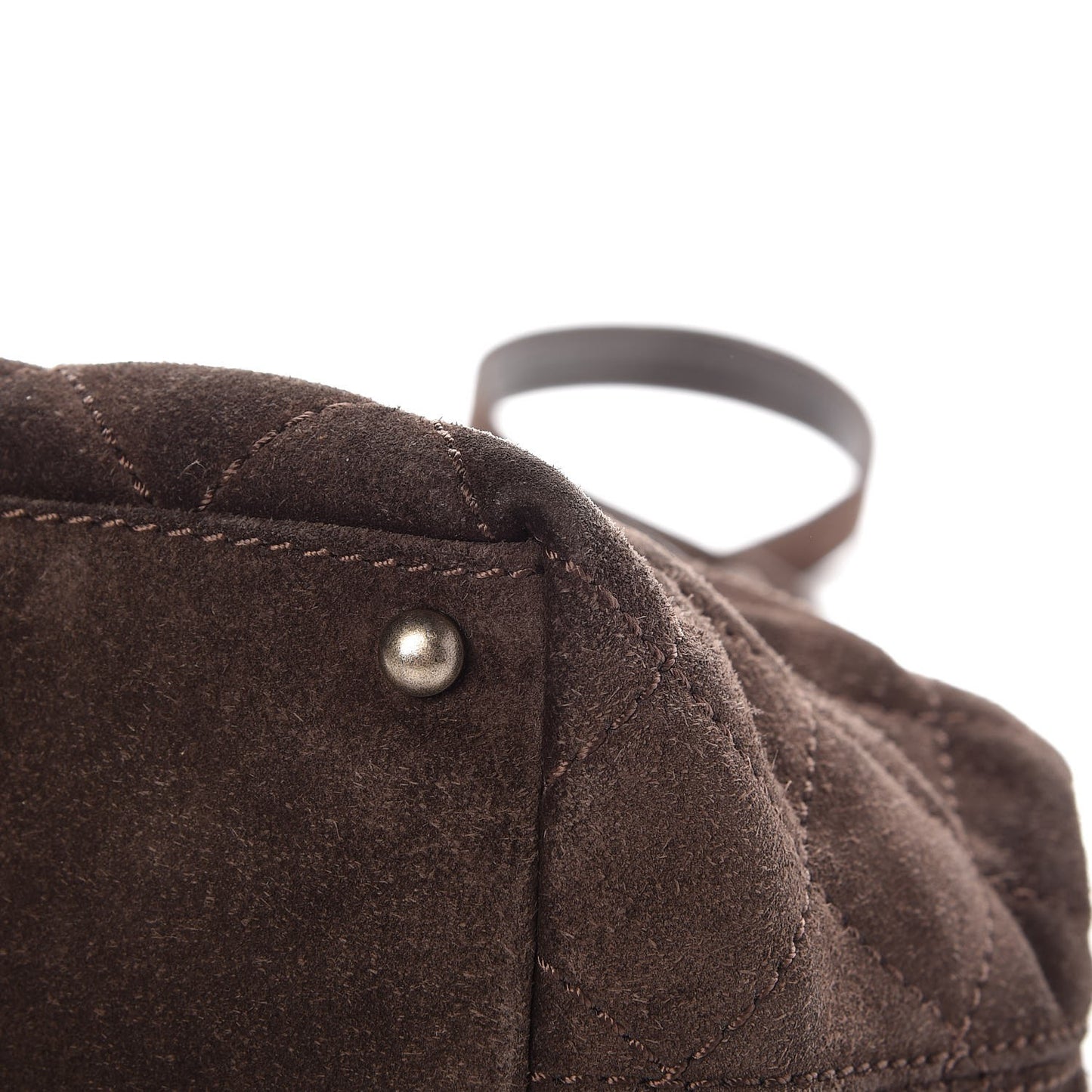 Suede Quilted Shopping Tote Brown