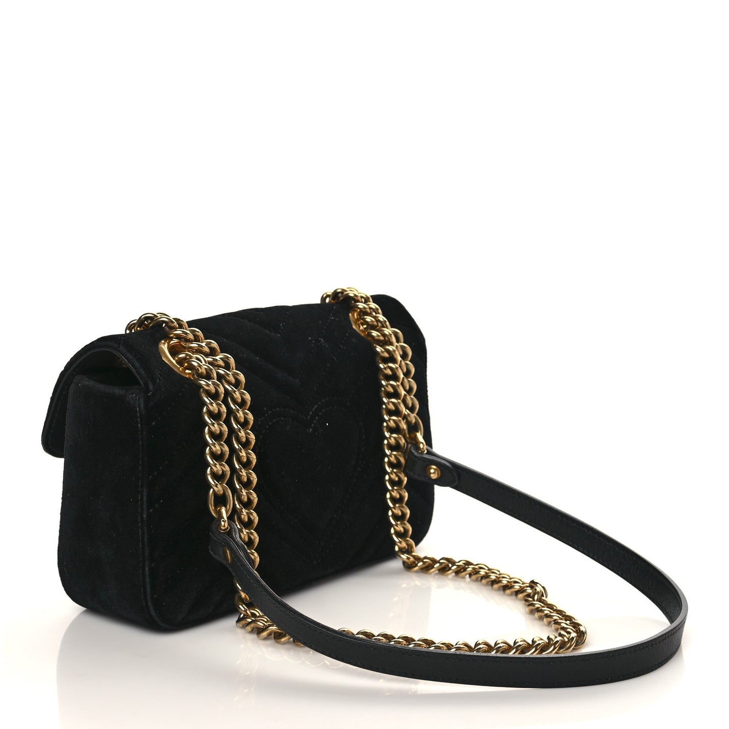 Velvet Matelasse Mini GG Marmont Shoulder Bag Black