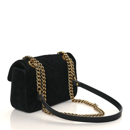 Gucci Velvet Matelasse Mini GG Marmont Shoulder Bag Black 3 of 11