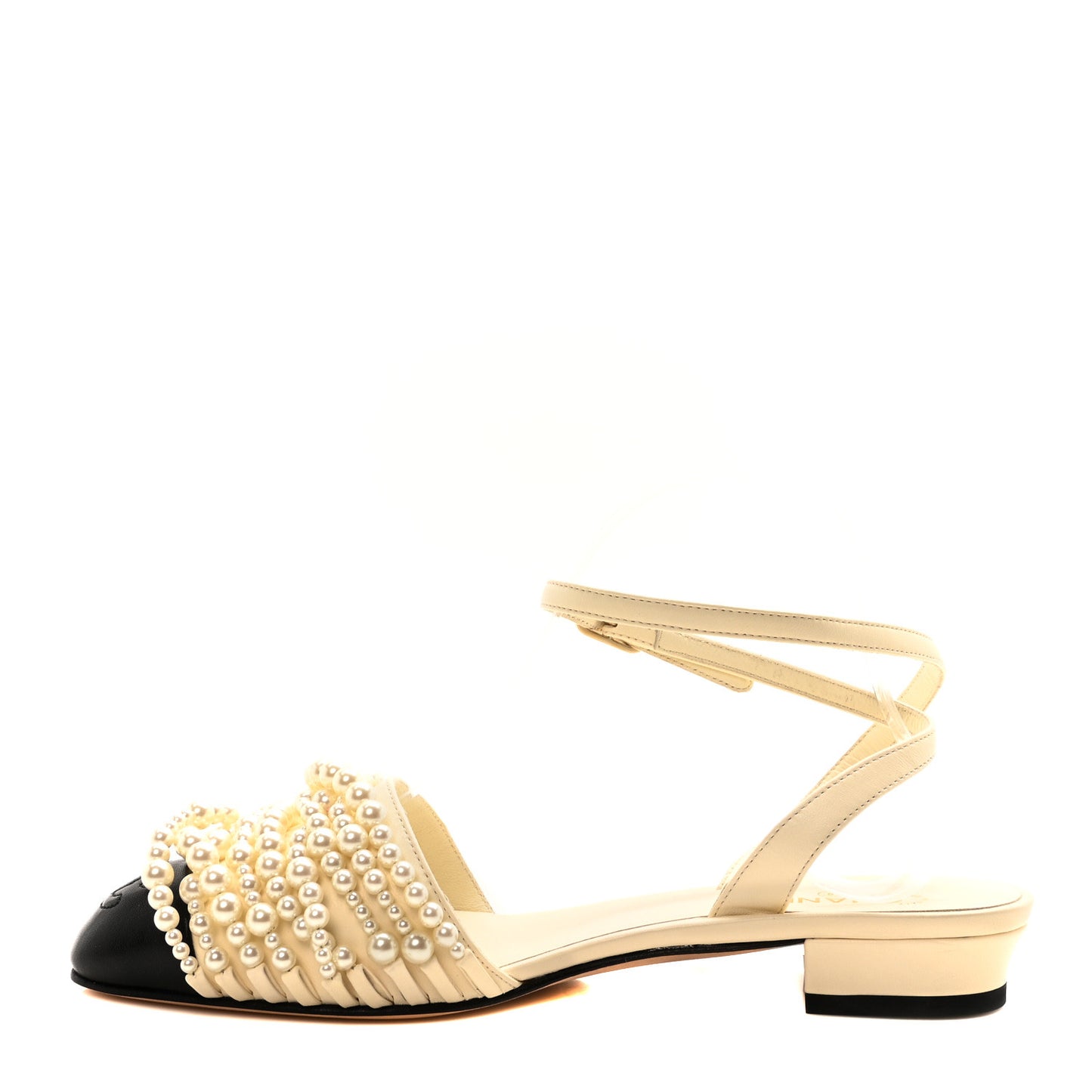 Lambskin Pearl Slingbacks 37.5 Ivory Black