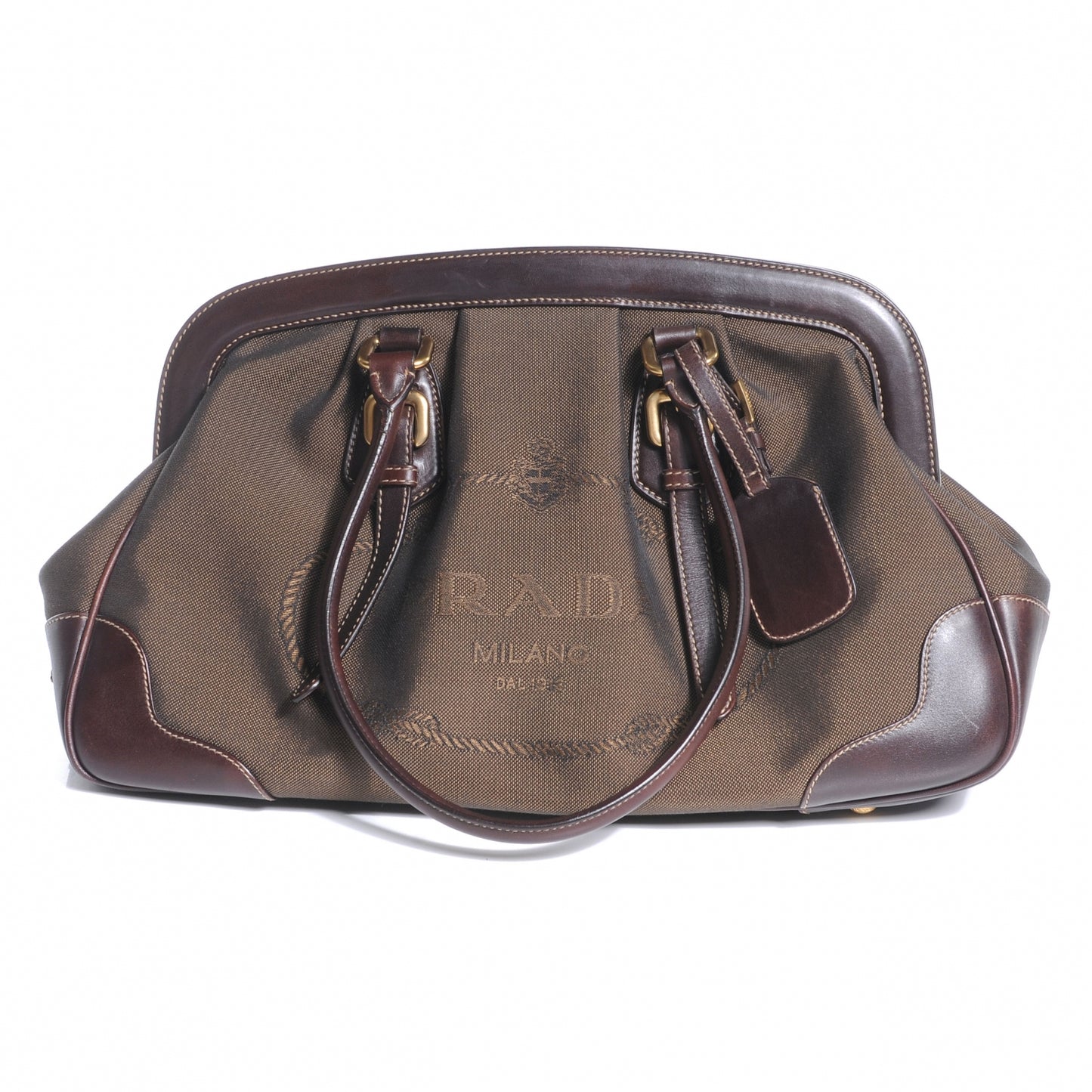 Jacquard Logo Frame Tote Brown
