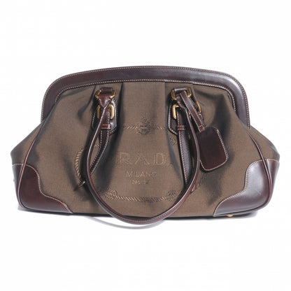 Prada Jacquard Logo Frame Tote Brown 1 of 7
