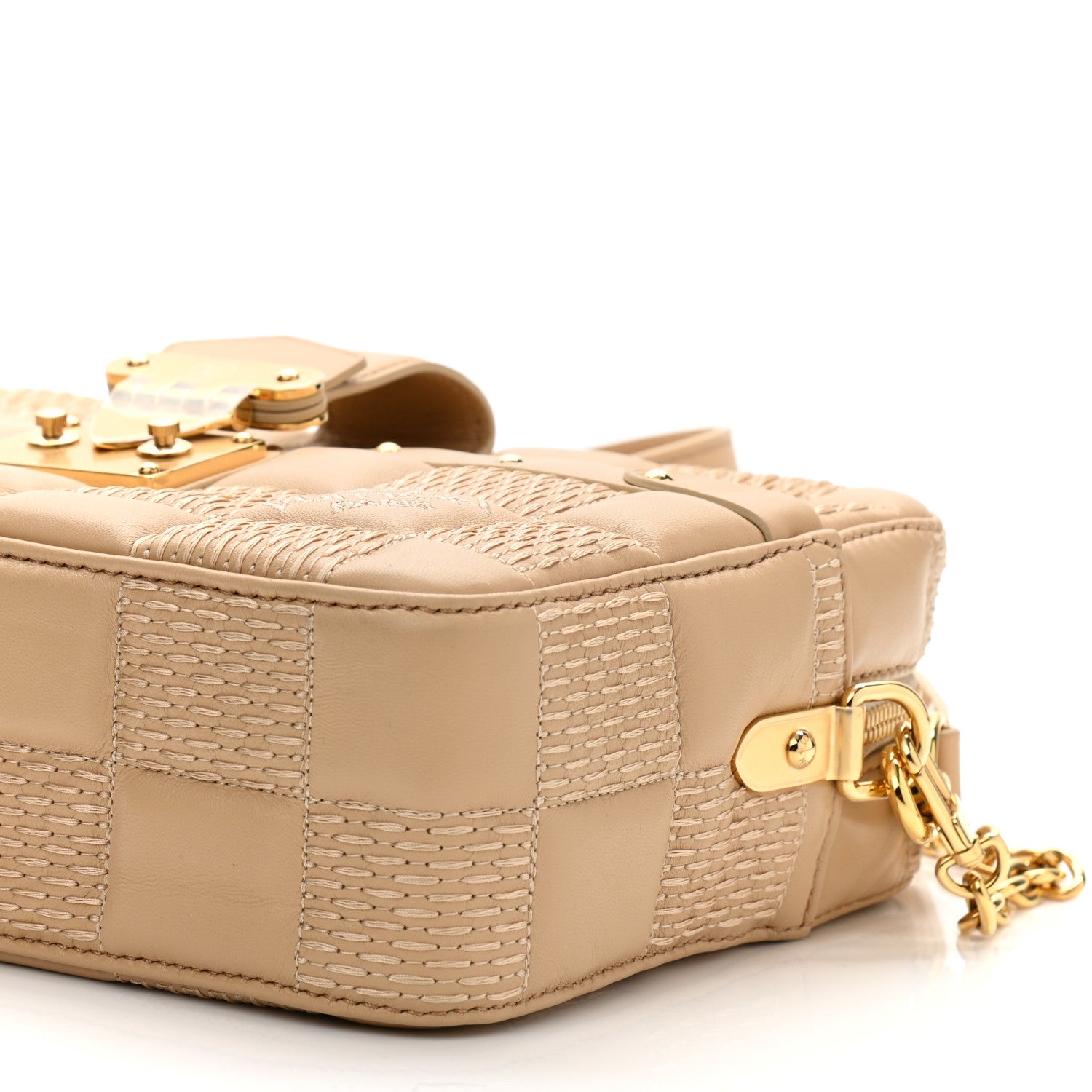 Louis Vuitton Lambskin Damier Quilt Troca MM Cashmere Beige 9 of 9