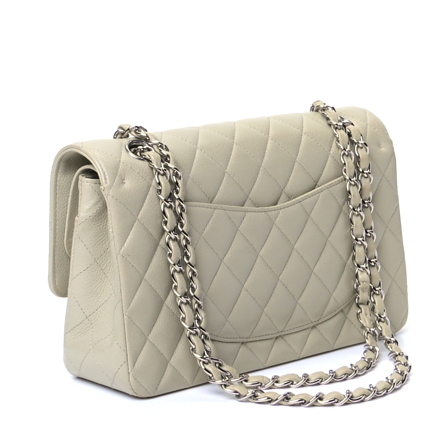 Caviar Quilted Medium Double Flap Light Green
