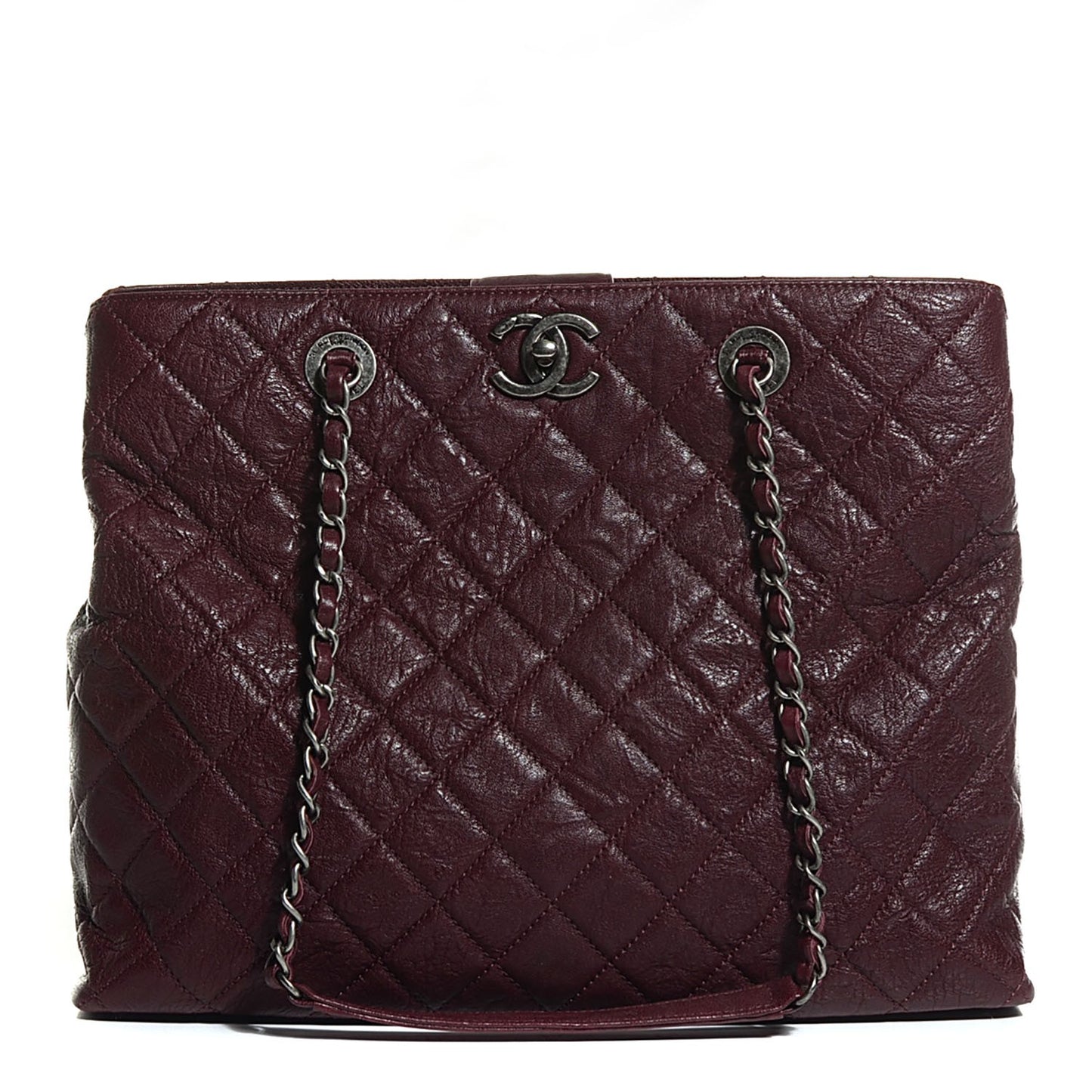 Distressed Lambskin Tote Burgundy