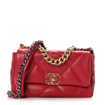 Chanel Goatskin Quilted Medium Chanel 19 Flap Red 1 of 9