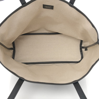 Moynat Grained Calfskin Canvas 1920 Oh! Tote Ruban PM Carbon Silver 4 of 11