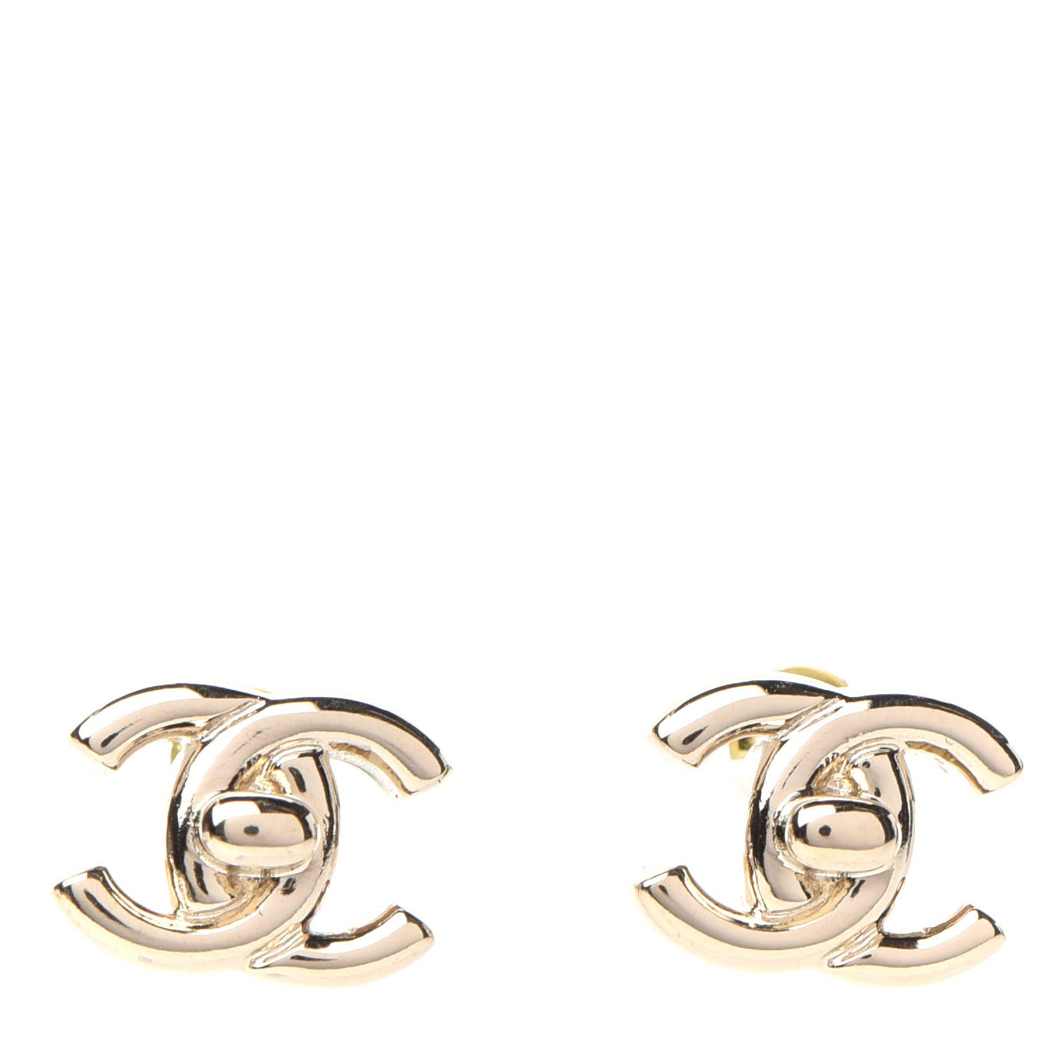 Chanel Metal CC Turnlock Clip On Earrings Gold 1 of 5