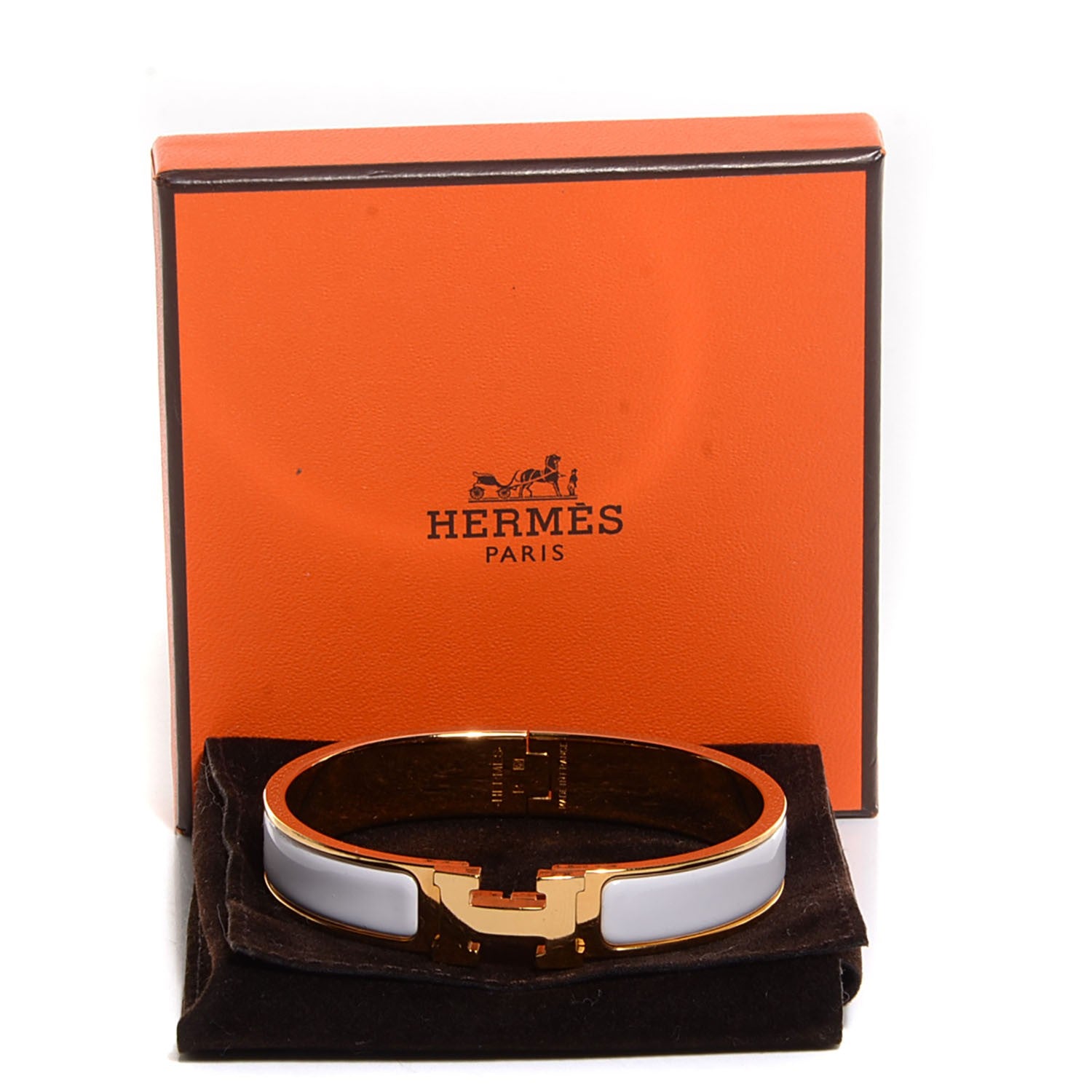 Hermes Enamel Narrow Clic H Bracelet PM White 8 of 14