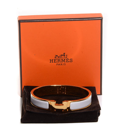 Hermes Enamel Narrow Clic H Bracelet PM White 8 of 14