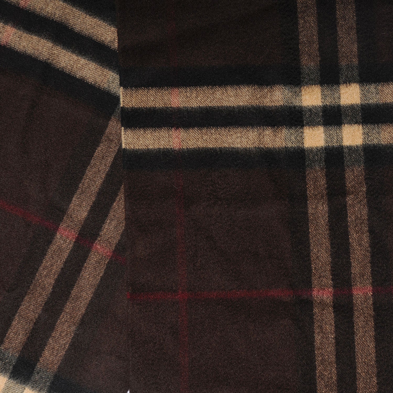 Burberry Cashmere Giant Check Fringe Scarf Dark Chestnut Brown 2 of 3