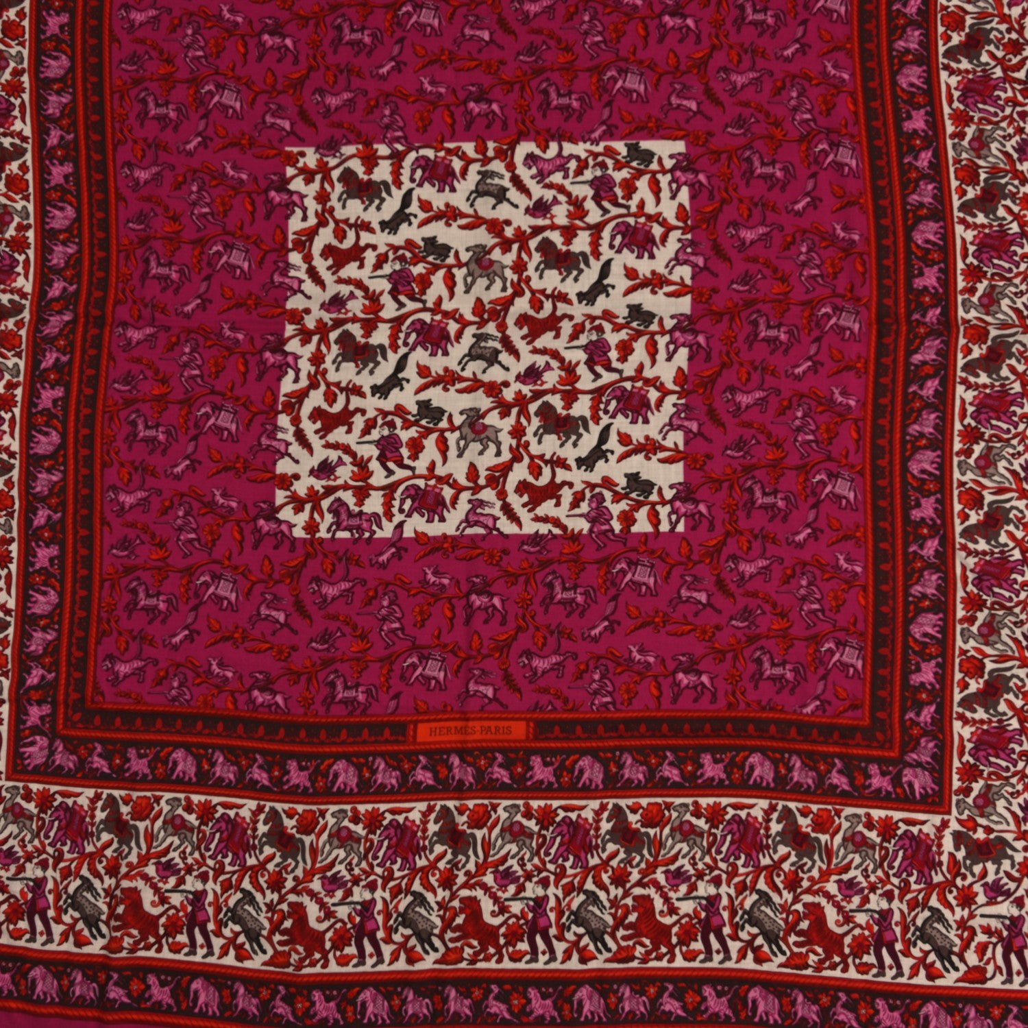 Hermes Cashmere Silk Chasse En Inde Shawl 140 2 of 4