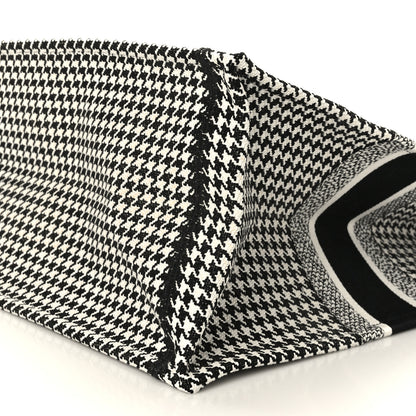 Christian Dior Canvas Houndstooth Embroidered Large Book Tote Black White 9 of 9