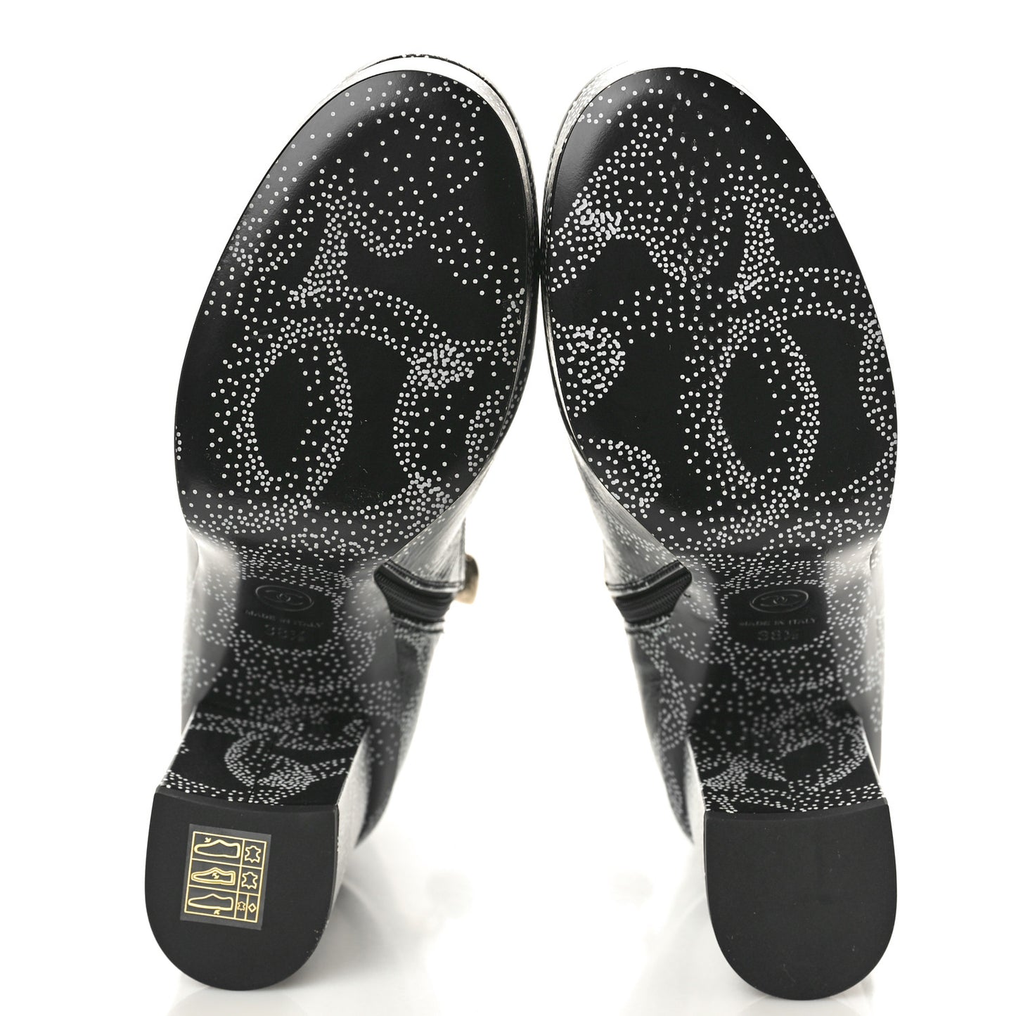 Calfskin Camellia Printed Ankle Boots 38.5 Black White