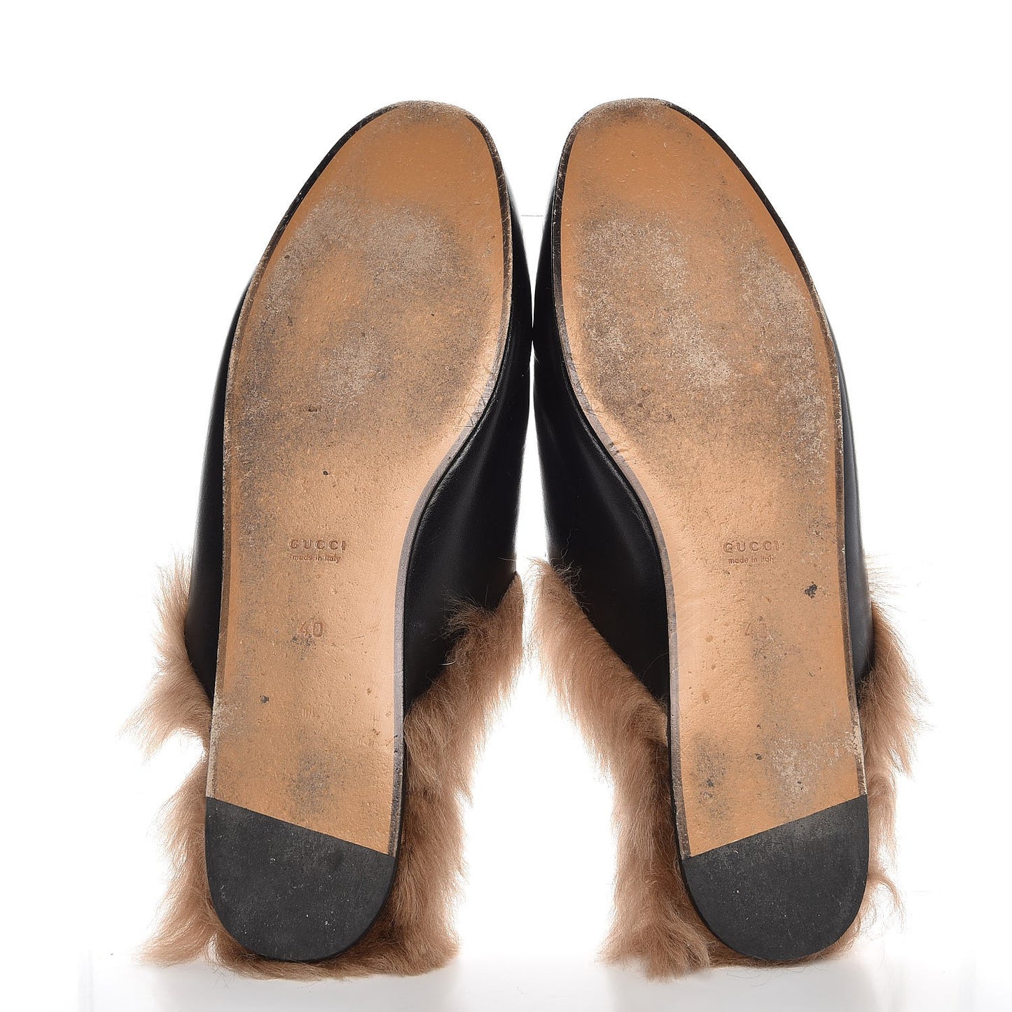 Calfskin Fur Womens Princetown Slippers 40 Black