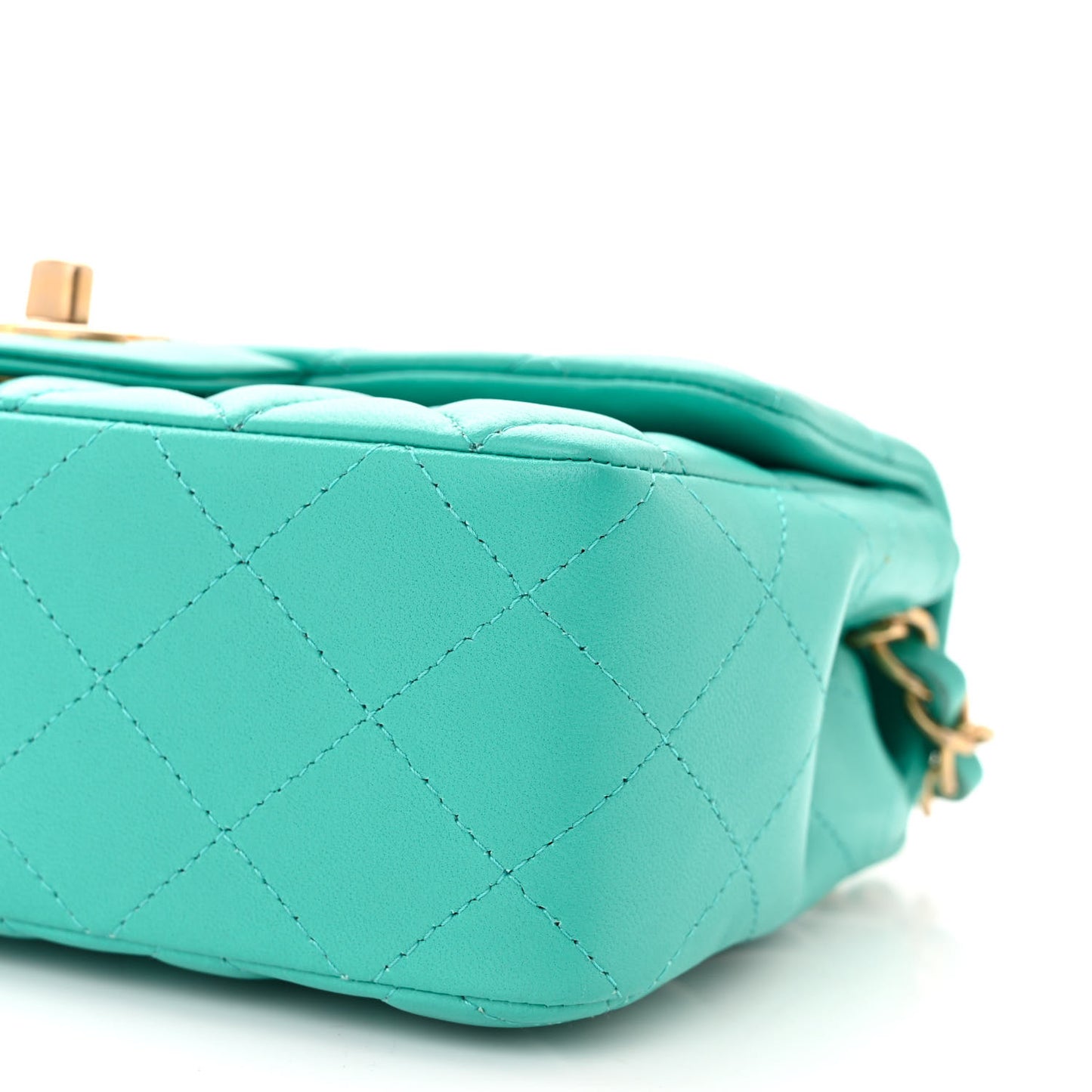 Lambskin Quilted Mini Rectangular Flap Green