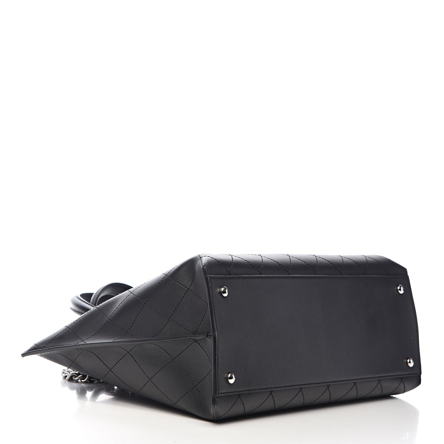 Calfskin Stitched Shopping Tote Black