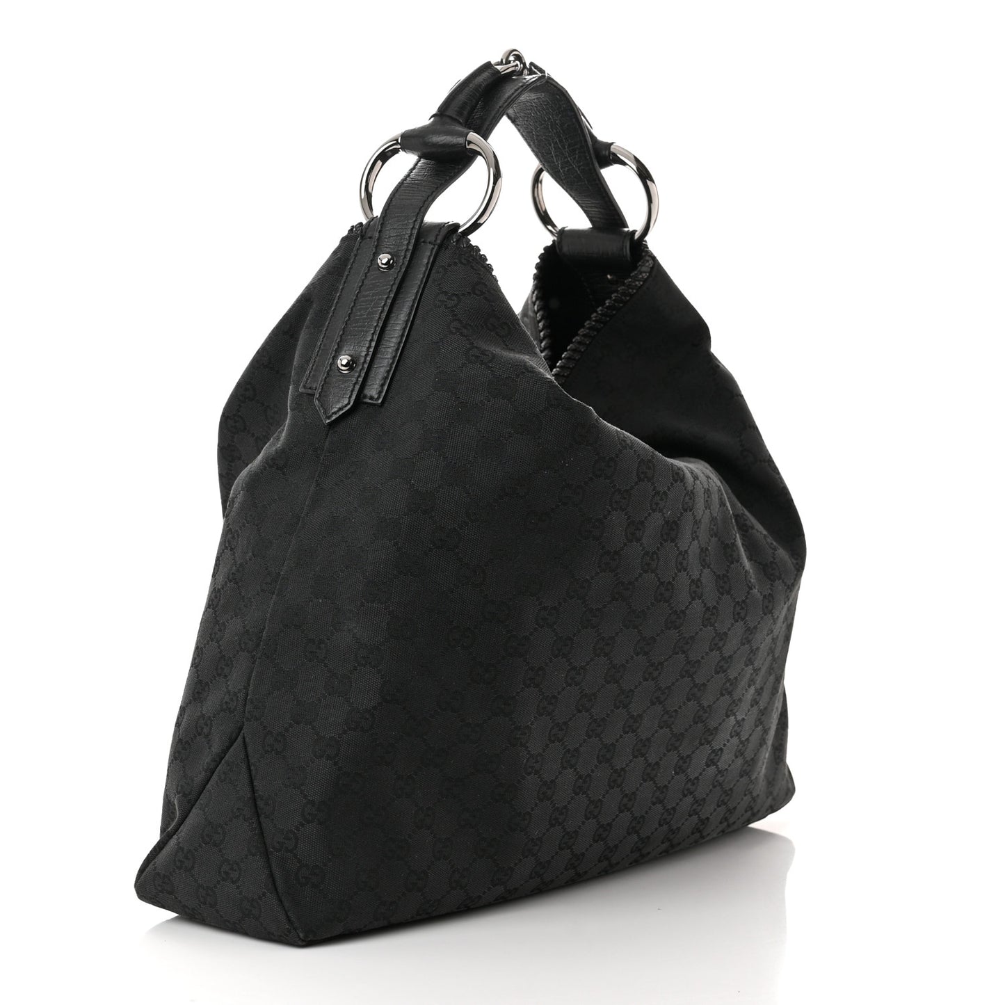 Monogram Large Horsebit Chain Hobo Black