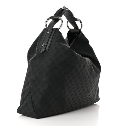 Gucci Monogram Large Horsebit Chain Hobo Black 3 of 12