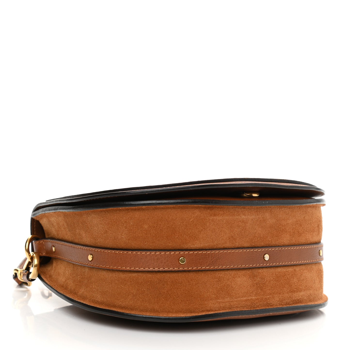 Calfskin Suede Medium Nile Bracelet Bag Caramel