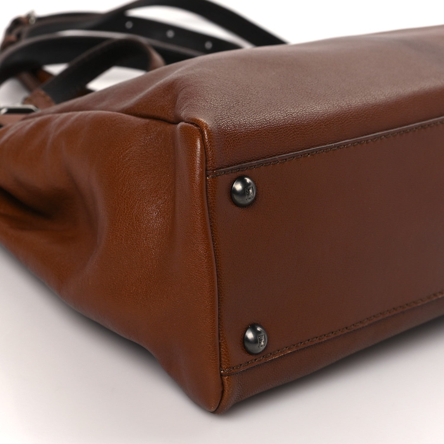 Fendi Goatskin Zucca Medium Peekaboo Iconic Satchel Cuoio Tobacco Moro 7 of 8