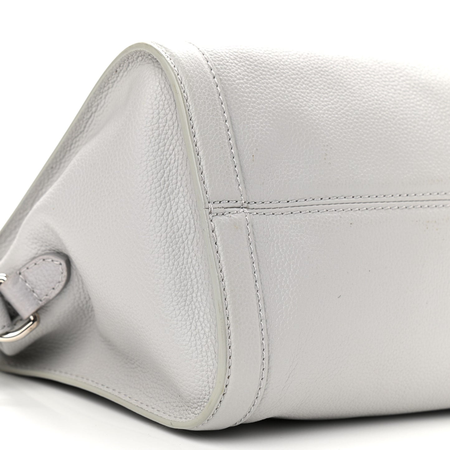 Pebbled Calfskin Small Skull Padlock Zip Around Tote Light Grey