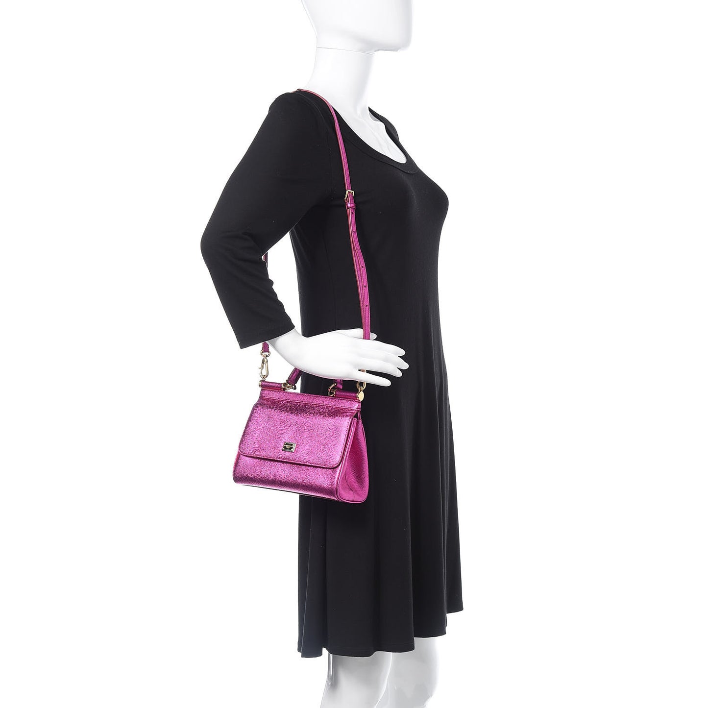 Metallic Dauphine Small Miss Sicily Satchel Pink