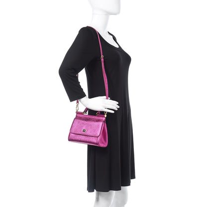 Dolce & Gabbana Metallic Dauphine Small Miss Sicily Satchel Pink 2 of 11