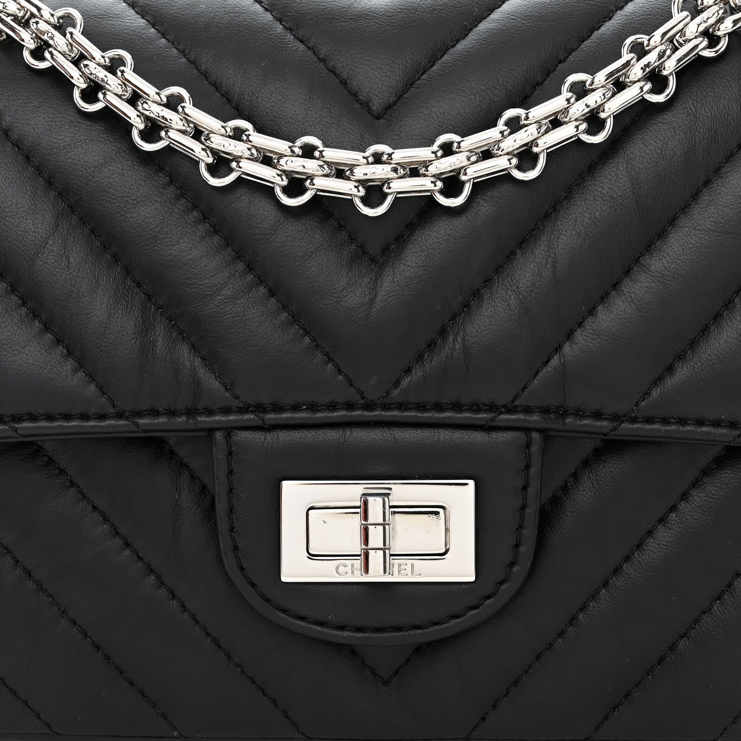 Chanel Aged Calfskin Chevron Quilted 2.55 Reissue Mini Flap Black 8 of 12