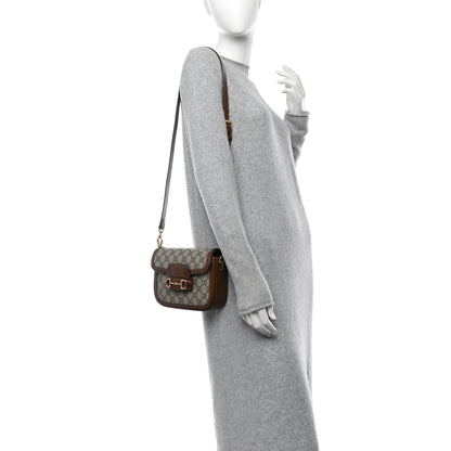 Gucci GG Supreme Monogram Web Mini Horsebit 1955 Shoulder Bag Beige Brown Sugar 2 of 10