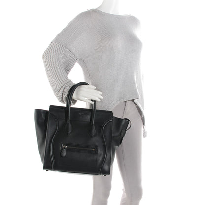 Celine Drummed Calfskin Mini Luggage Black 2 of 8