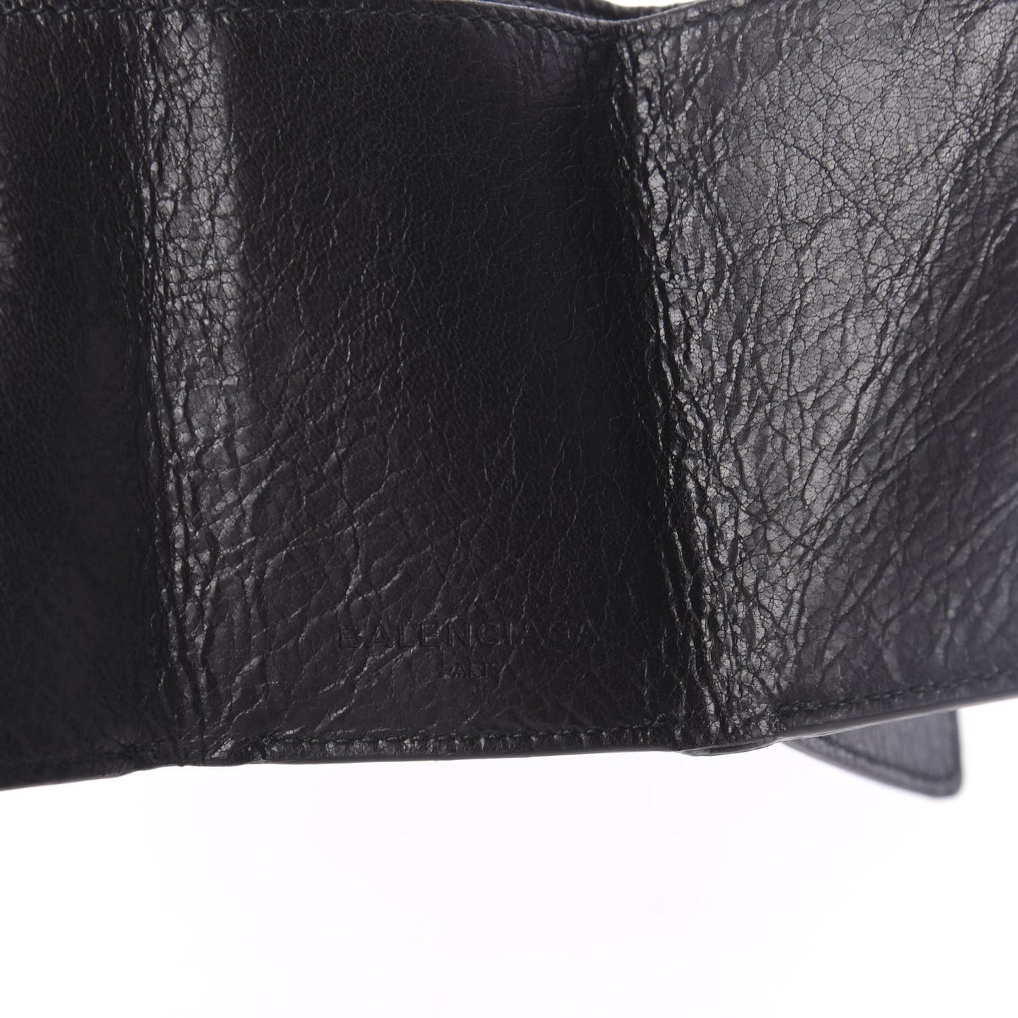 Agneau Classic Silver Hardware Mini Wallet Black