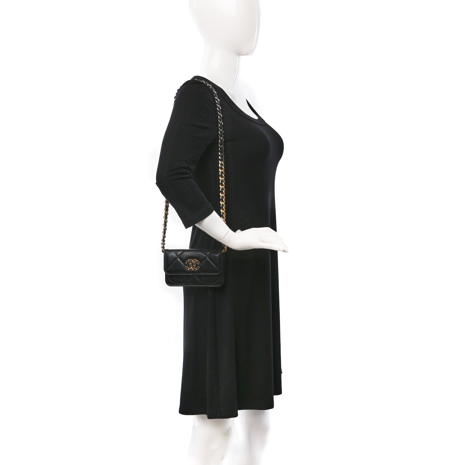 Chanel Lambskin Quilted Chanel 19 Clutch With Chain Black 2 of 10