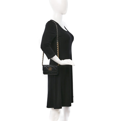 Chanel Lambskin Quilted Chanel 19 Clutch With Chain Black 2 of 10