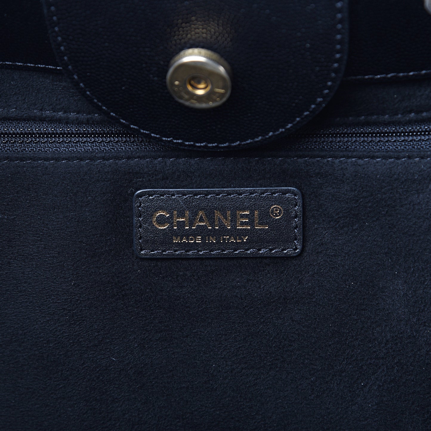 Caviar Medium Studded Deauville Tote Black
