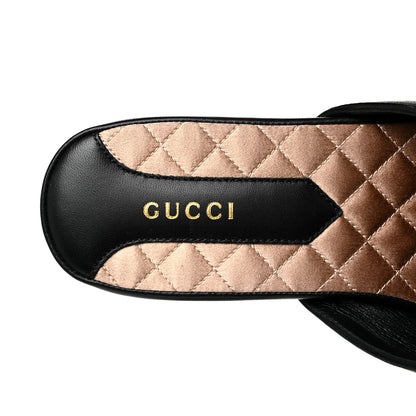 Gucci X MLB Lambskin NY Yankees Embroidered Womens GG Slippers 40 Black 7 of 9