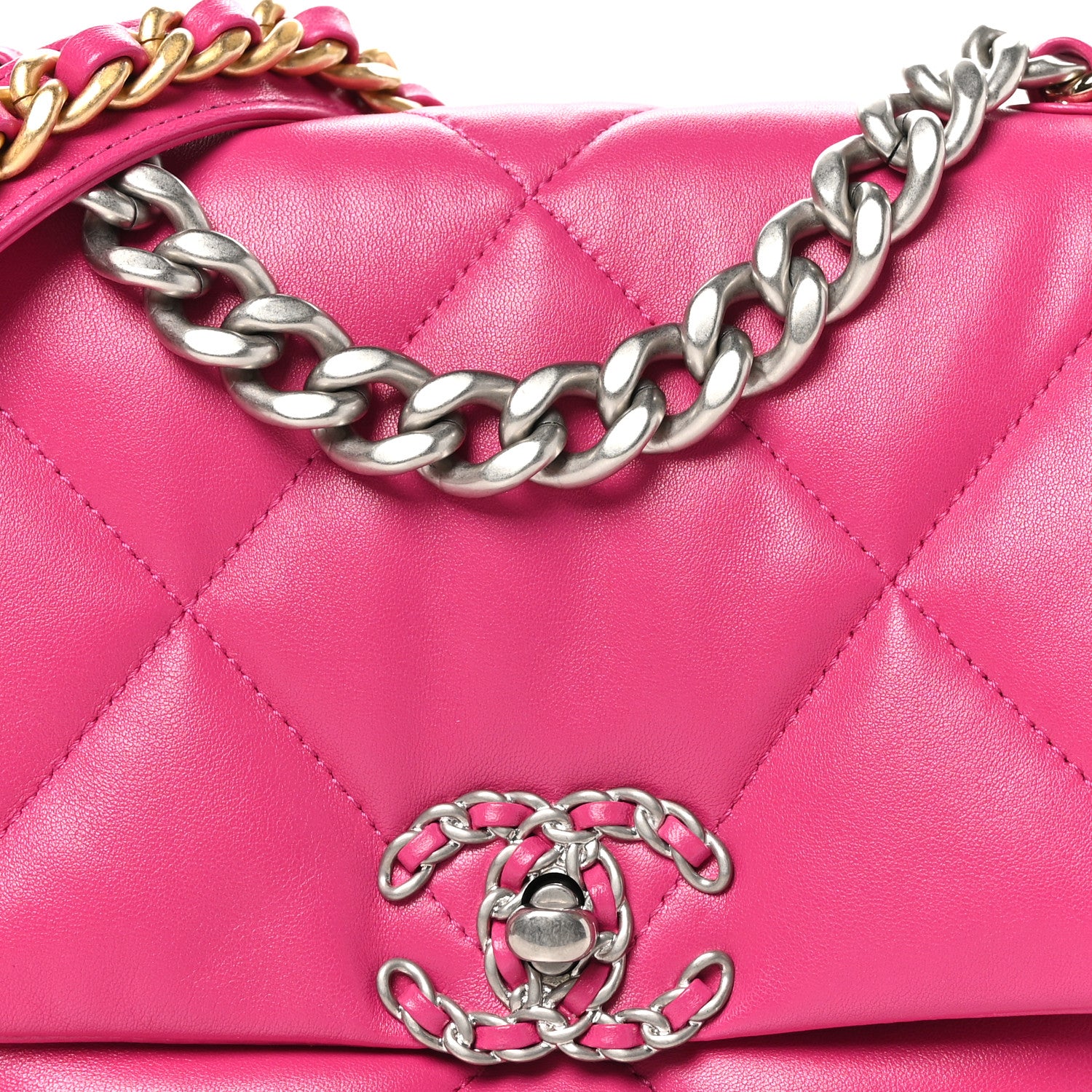 Chanel Lambskin Quilted Medium Chanel 19 Flap Dark Pink 8 of 10