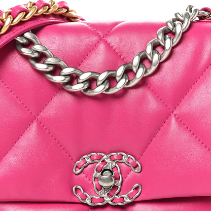 Chanel Lambskin Quilted Medium Chanel 19 Flap Dark Pink 8 of 10