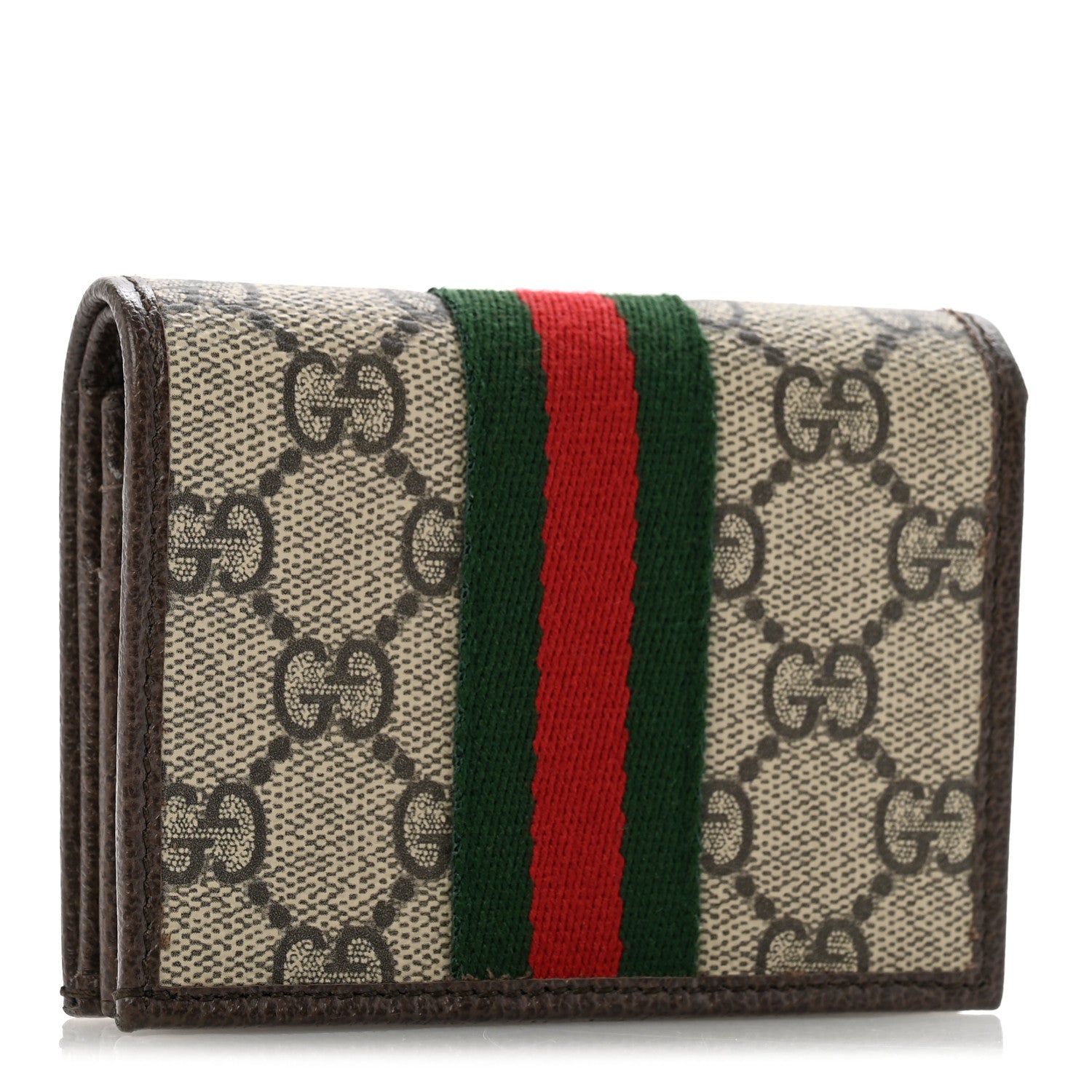 Gucci GG Supreme Monogram Web Ophidia Small Wallet Beige Dark Brown 3 of 8