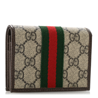 Gucci GG Supreme Monogram Web Ophidia Small Wallet Beige Dark Brown 3 of 8