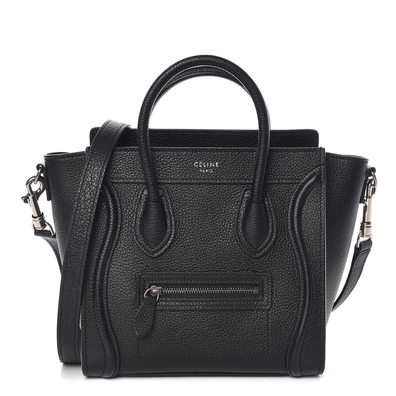 Celine Drummed Calfskin Nano Luggage Black 1 of 10
