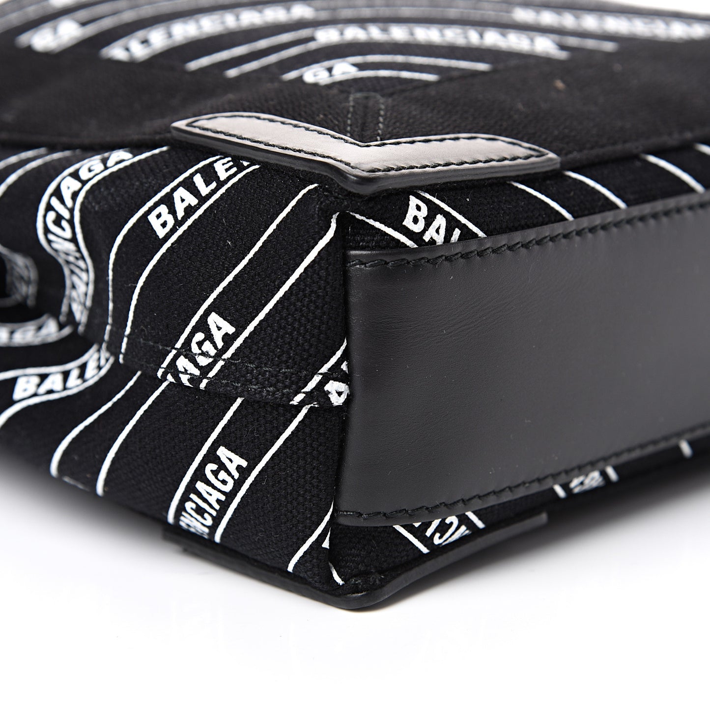 Cotton Canvas Calfskin Logo Print Navy Cabas XS Black White
