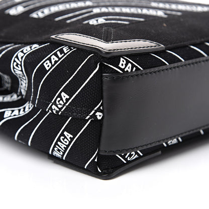 Balenciaga Cotton Canvas Calfskin Logo Print Navy Cabas XS Black White 9 of 10